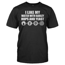 Load image into Gallery viewer, I Like My Water With Barley, Hops and Yeast - T Shirt - men_black_f4e04e5e-4974-4023-ae3d-1d3b5c6a444d