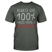 Load image into Gallery viewer, Always Give 100%. Unless You're A Blood Donor. - T Shirt - men_charcoal_162fd94c-d7ee-4161-84b8-00dc711db157
