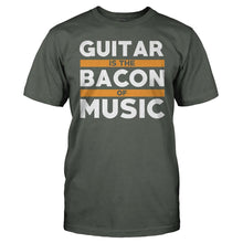 Load image into Gallery viewer, Guitar Is The Bacon Of Music - T Shirt - men_charcoal_687fb310-0961-45b8-b9c3-0a8d48df57d4