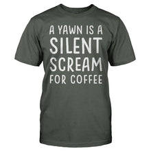 Load image into Gallery viewer, A Yawn Is A Silent Scream For Coffee - T Shirt - men_charcoal_69385438-41e3-491e-aa4f-1e0a52dec1de