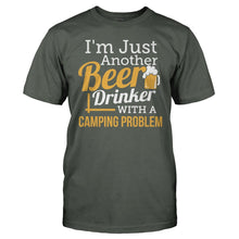 Load image into Gallery viewer, Just A Beer Drinker With a Camping Problem - T Shirt - men_charcoal_8e8225da-eb96-480c-91a2-27fffbfb2d4a