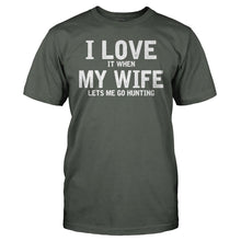 Load image into Gallery viewer, I Love It When My Wife Lets Me Go Hunting - T Shirt - men_charcoal_c6e62de5-b450-4a6f-be87-45515fc4b09d