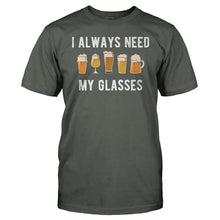 Load image into Gallery viewer, I Always Need My Glasses - Beer - T Shirt - men_charcoal_dcd912b4-d965-47fa-8031-c5d467a3504f