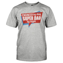 Load image into Gallery viewer, Engineer By Day, Super Dad By Night - T Shirt - men_heathergrey_033e03e5-11e5-4ae8-b068-a9a49e1b3844