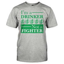 Load image into Gallery viewer, I'm A Drinker, Not A Fighter - T Shirt - men_heathergrey_eb210d61-d7ae-45e7-824e-d1170b098882