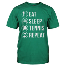 Load image into Gallery viewer, Eat Sleep Tennis Repeat - T Shirt - men_kellygreen_8611720a-1643-44b8-b79a-643fcb86c89b