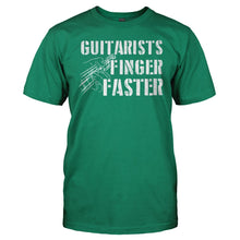 Load image into Gallery viewer, Guitarists Finger Faster - T Shirt - men_kellygreen_fe332eff-bfdc-4cf8-beed-167937ffd443