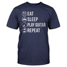 Load image into Gallery viewer, Eat. Sleep. Play Guitar. Repeat - T Shirt - men_navy_036c9510-4e63-49a3-a0b0-ade0f9c9b717