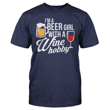 Load image into Gallery viewer, I'm A Beer Girl With a Wine Hobby - T Shirt - men_navy_25f0f20a-3c9e-4ccc-8ce8-e0e3bc4c4a12
