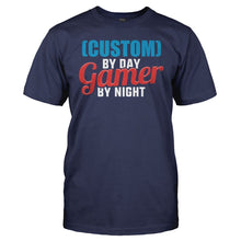 Load image into Gallery viewer, (Custom) By Day. Gamer By Night - Personalized - T Shirt - men_navy_2d3e5a86-c52a-46a3-bc1f-73dee254cd1e