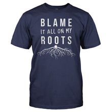 Load image into Gallery viewer, Blame It All On My Roots - T Shirt - men_navy_2dcc1fbe-bafc-425f-9b91-34c9f3359d44