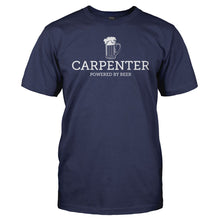 Load image into Gallery viewer, Carpenter - Powered By Beer - T Shirt - men_navy_5d7b3005-e06a-42c3-9dc4-52078e7f494f