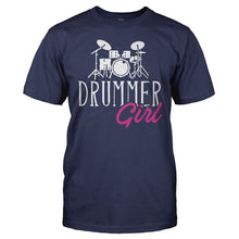 Load image into Gallery viewer, Drummer Girl - T Shirt - men_navy_677b6ba8-6fa7-43e0-9797-7f45e20f0805