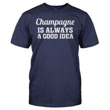 Load image into Gallery viewer, Champagne Is Always A Good Idea - T Shirt - men_navy_c54b7459-3dbd-49b1-a3da-d8c3ee5c8cb3