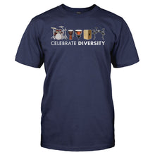 Load image into Gallery viewer, Celebrate Diversity - Drums - Full Color - T Shirt - men_navy_d6016a8b-b665-476f-a781-f3b8e5196f68