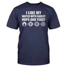 Load image into Gallery viewer, I Like My Water With Barley, Hops and Yeast - T Shirt - men_navy_d7e7cb6f-e0b2-4242-ad66-81103be7d89a