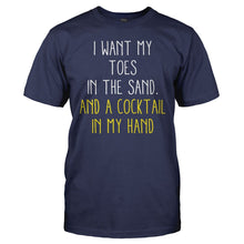 Load image into Gallery viewer, I Want My Toes In The Sand And A Cocktail In My Hand - T Shirt - men_navy_e06e0efd-cb1b-4c25-88d1-ffef8de9e4e3