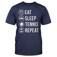 Load image into Gallery viewer, Eat Sleep Tennis Repeat - T Shirt - men_navy_ed718682-67bb-4777-99f8-740349d0fe6a