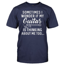 Load image into Gallery viewer, I Wonder If My Guitar Is Thinking About Me Too - T Shirt - men_navy_efddca7f-94db-437a-898b-359d97c33225