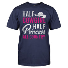 Load image into Gallery viewer, Half Cowgirl Half Princess All Country - T Shirt - men_navyblue_9ffbfcab-b951-4dc8-b337-2ea6c8b0bbbf