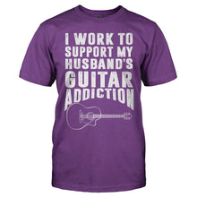 Load image into Gallery viewer, I Work To Support My Husband's Guitar Addiction - T Shirt - men_purple_2896484d-80bd-4ffa-878a-0ddebcac7c9d