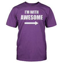 Load image into Gallery viewer, I'm With Awesome (Left) - T Shirt - men_purple_d9cf7ee2-46bf-482d-9570-4061215bccbe