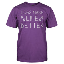 Load image into Gallery viewer, Dogs Make Life Better - T Shirt - men_purple_e3632a1e-8a99-42a1-934e-15a73f59d1f8