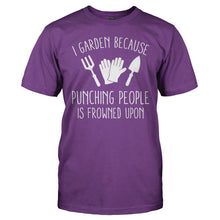 Load image into Gallery viewer, I Garden Because Punching People Is Frowned Upon - T Shirt - men_purple_f28d2a73-0145-4d6c-9b03-1bbc2ba51ad7
