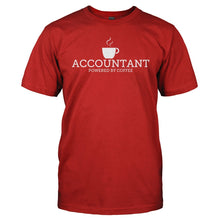 Load image into Gallery viewer, Accountant - Powered By Coffee - T Shirt - men_red_259eeb70-bfc6-4d4c-afc8-9003ba139d59