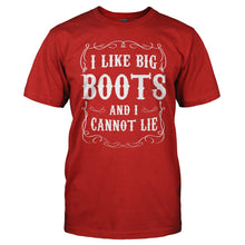 Load image into Gallery viewer, I Like Big Boots And I Cannot Lie - T Shirt - men_red_570950ee-5210-4258-ba09-d8888a779a19