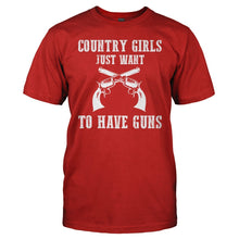 Load image into Gallery viewer, Country Girls Just Want to Have Guns - T Shirt - men_red_9ea22ce6-0c3e-4c09-b80a-c6782b43397b
