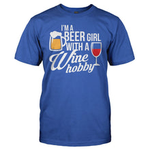 Load image into Gallery viewer, I'm A Beer Girl With a Wine Hobby - T Shirt - men_royal_25841064-e904-449c-8de3-16f8ce41d84f