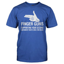 Load image into Gallery viewer, Finger Guns - Supporting Your 2nd Amendment Rights - T Shirt - men_royal_54849f39-28a8-42be-b0e1-a076e07df8ea