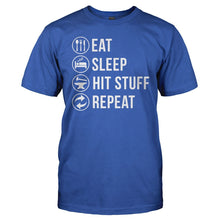 Load image into Gallery viewer, Eat. Sleep. Hit Stuff. Repeat. - T Shirt - men_royal_efc3d221-fcf8-4ae8-b6a5-7b6957f00a23