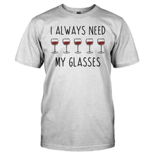 Load image into Gallery viewer, I Always Need My Glasses - Wine - T Shirt - men_white_2581874a-f2f1-41e3-9806-23dc549a8af1