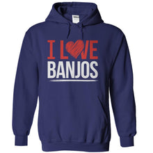 Load image into Gallery viewer, I Love Banjos - T Shirt - navyblue_08c4f409-4e21-41e6-aa5c-6ac03bef489d