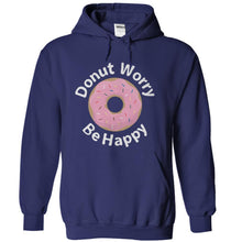 Load image into Gallery viewer, Donut Worry, Be Happy - T Shirt - navyblue_16d53d75-2ec2-477d-9cc0-4faf1573edd4