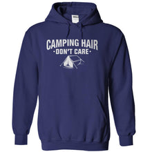Load image into Gallery viewer, Camping Hair Don't Care - T Shirt - navyblue_16eb0285-5b02-48f9-8b32-4b2117e9da46