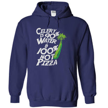 Load image into Gallery viewer, Celery is 95% Water and 100% Not Pizza - T Shirt - navyblue_1e9306c4-3c3d-4731-bf59-aaa201823a07