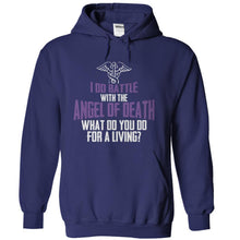 Load image into Gallery viewer, I Do Battle with the Angel Of Death - T Shirt - navyblue_282a7741-30fa-482d-b417-eee644698f54