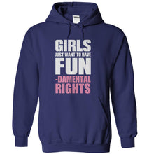 Load image into Gallery viewer, Girls Just Want To Have Fun...damental Rights - T Shirt - navyblue_319257fe-f877-4d1a-9ebe-04cb313cdcec