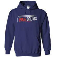 Load image into Gallery viewer, I Love Drums - T Shirt - navyblue_34a28917-708b-41ac-bb25-5539087abd33