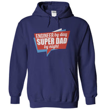 Load image into Gallery viewer, Engineer By Day, Super Dad By Night - T Shirt - navyblue_38197ba8-13aa-45ba-ac3e-b0ed4c306f49