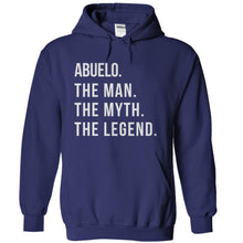 Load image into Gallery viewer, Abuelo. The Man. The Myth. The Legend. - T Shirt - navyblue_4e59528b-a5a8-491a-8b44-7e4b674239e6