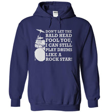 Load image into Gallery viewer, Don't Let The Bald Head Fool You - Drums - T Shirt - navyblue_512655b7-62af-438c-be96-219bd25d9821