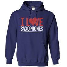 Load image into Gallery viewer, I Love Saxophones - T Shirt - navyblue_589b3d54-2fe0-4b46-b534-b5f57d45dd64