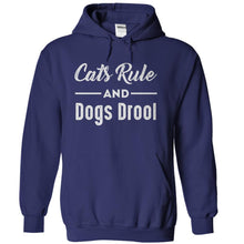 Load image into Gallery viewer, Cats Rule and Dogs Drool - T Shirt - navyblue_59601eb2-f079-4ecd-92ef-2c67a01deec3