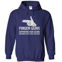 Load image into Gallery viewer, Finger Guns - Supporting Your 2nd Amendment Rights - T Shirt - navyblue_5c6ac9c1-d19e-4f94-bd07-093359f175f6