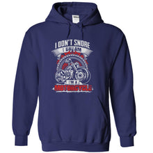 Load image into Gallery viewer, I Don't Snore. I Dream I'm A Motorcycle. - T Shirt - navyblue_60310acd-af52-43e8-ab5d-972922c722ad