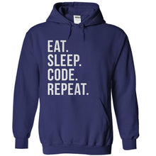 Load image into Gallery viewer, Eat. Sleep. Code. Repeat. - T Shirt - navyblue_63f7d811-6f18-40fc-b0e9-3c283c923aaa